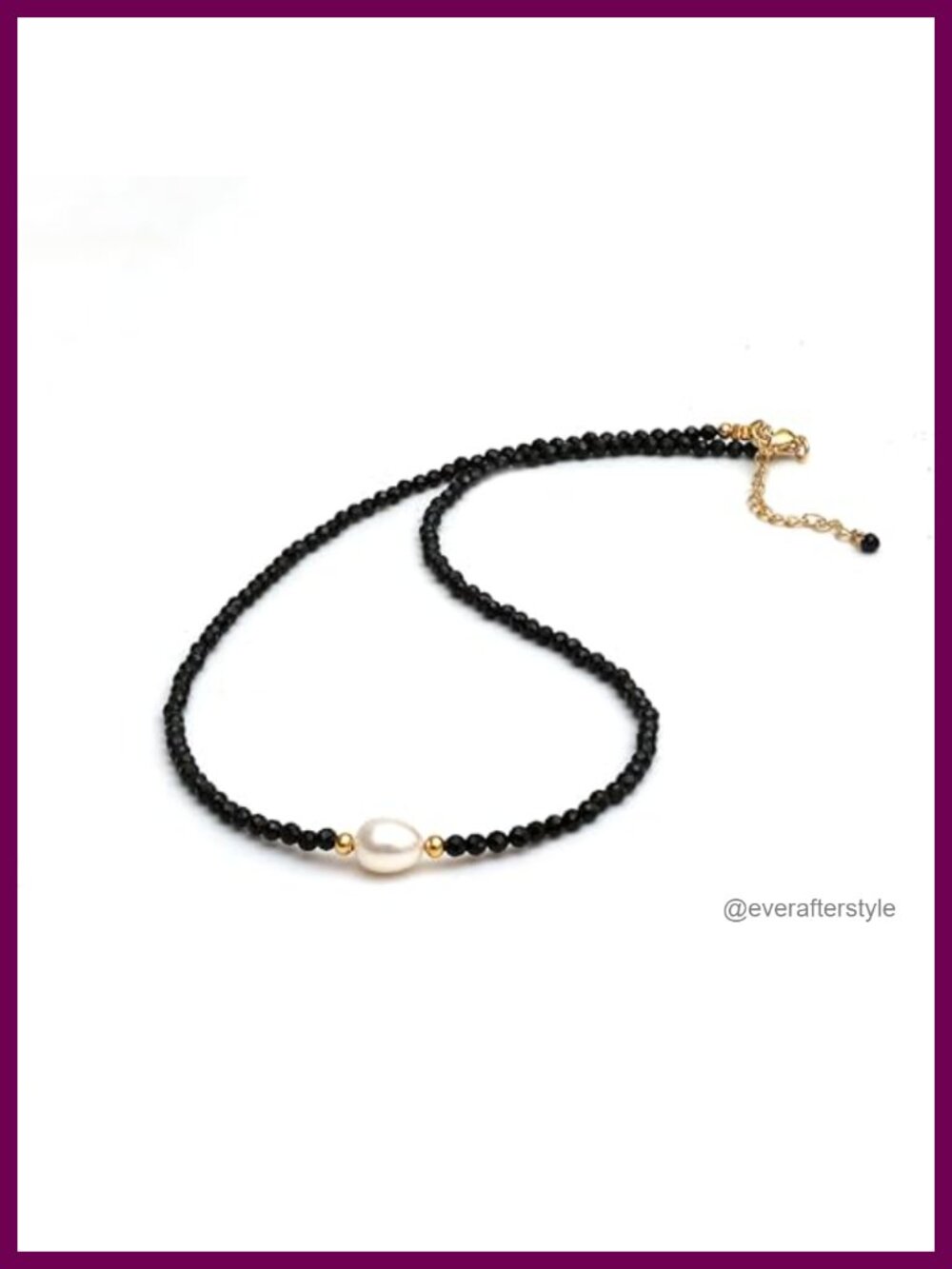 Natural Black Spinel Freshwater Pearl Choker 14K Gold Plated Necklace